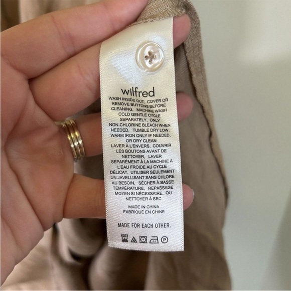 Aritzia linen button down shirt dress khaki - Picture 4 of 8